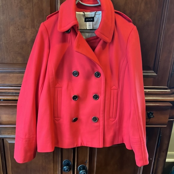 J. Crew Jackets & Blazers - J. Crew 100% Wool Red Double Breasted Pea Coat | xl
